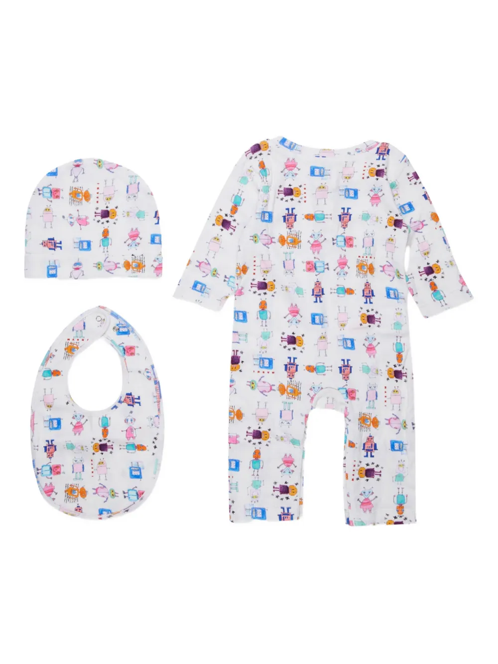 Marni Kids Katoenen romper slabbetje en broekje Wit