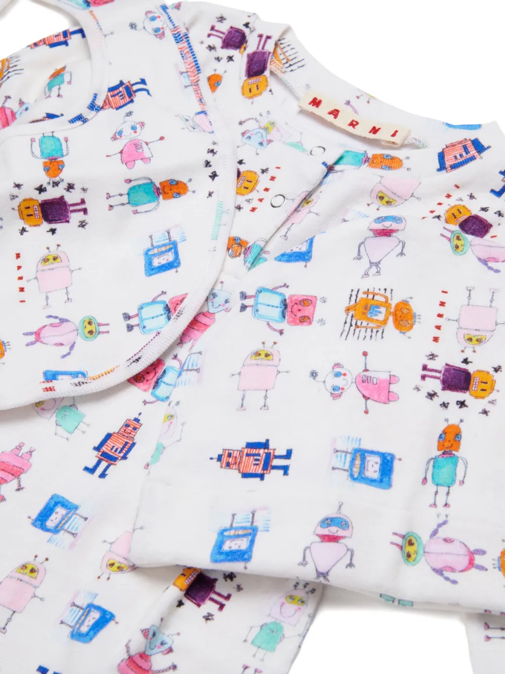 Marni Kids Katoenen romper slabbetje en broekje Wit