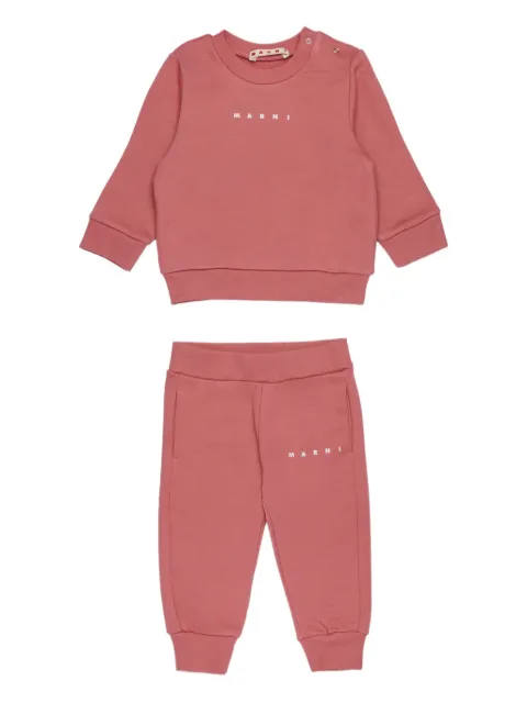 Marni Kids بدلة رياضية قطن مطرزة بشعار الماركة