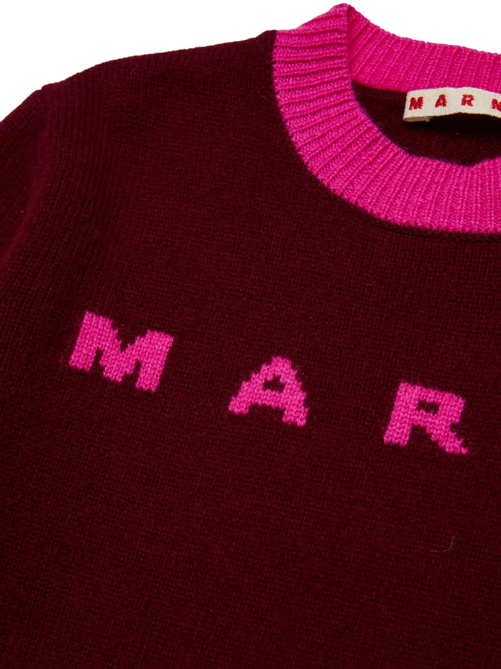 Marni Kids Intarsia gebreide jurk met logo Rood
