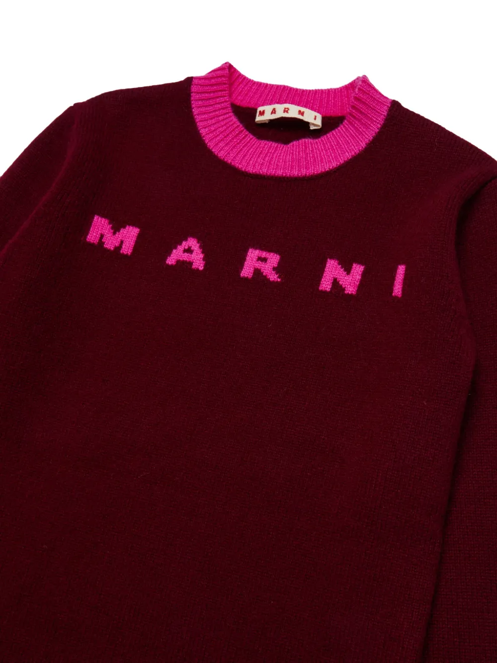 Marni Kids Intarsia gebreide jurk met logo Rood
