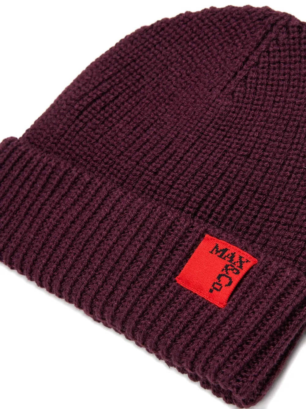 Max & Co Logo-patch Beanie In Burgundy
