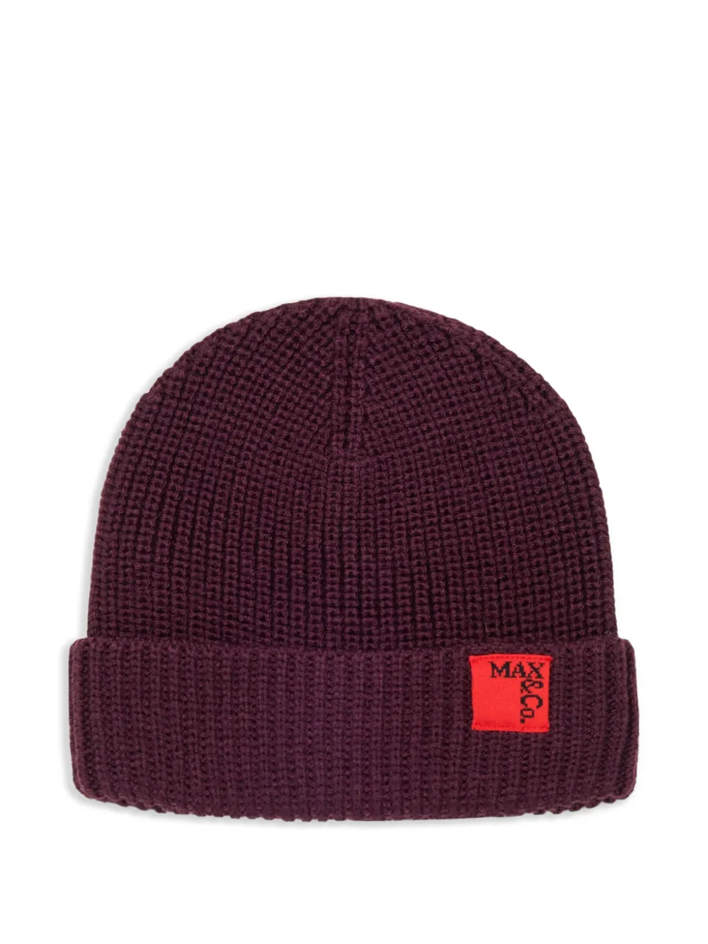 Max & Co Logo-patch Beanie In Burgundy