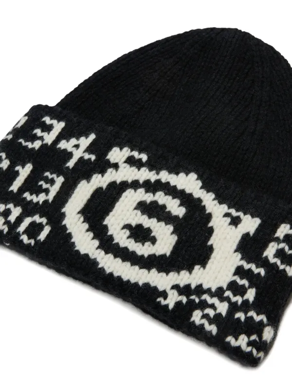 MM6 Maison Margiela Kids ナンバーインターシャ ビーニー | ブラック