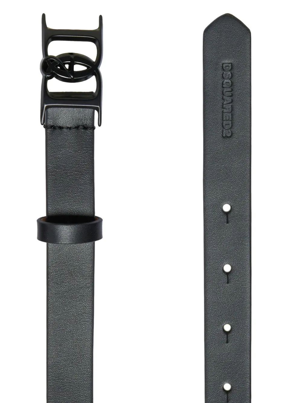 DSQUARED2 KIDS Leren riem met logoplakkaat Zwart