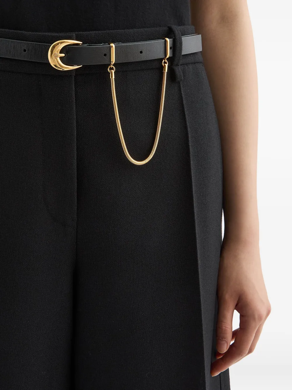 Jil Sander Leren riem met kettingdetail Zwart