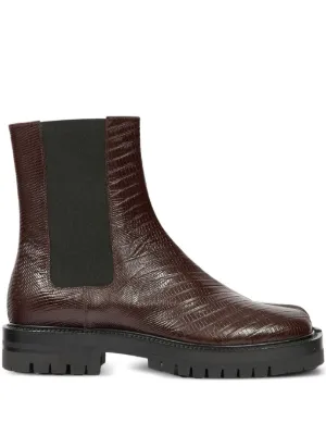 Giorgio Armani Leather Zip Boots | Brown | FARFETCH
