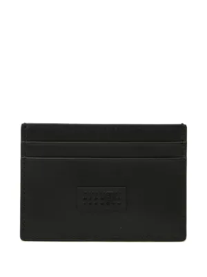 ★MM6 大人気 財布★SS25 Women's Logo Plaque Card Wallet MM6 Wallet: Elegant Black Leather Design