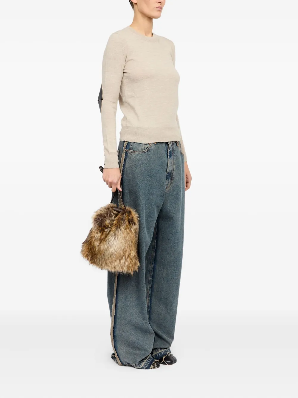 MM6 Maison Margiela Japanese schoudertas met kettinghengsel Bruin