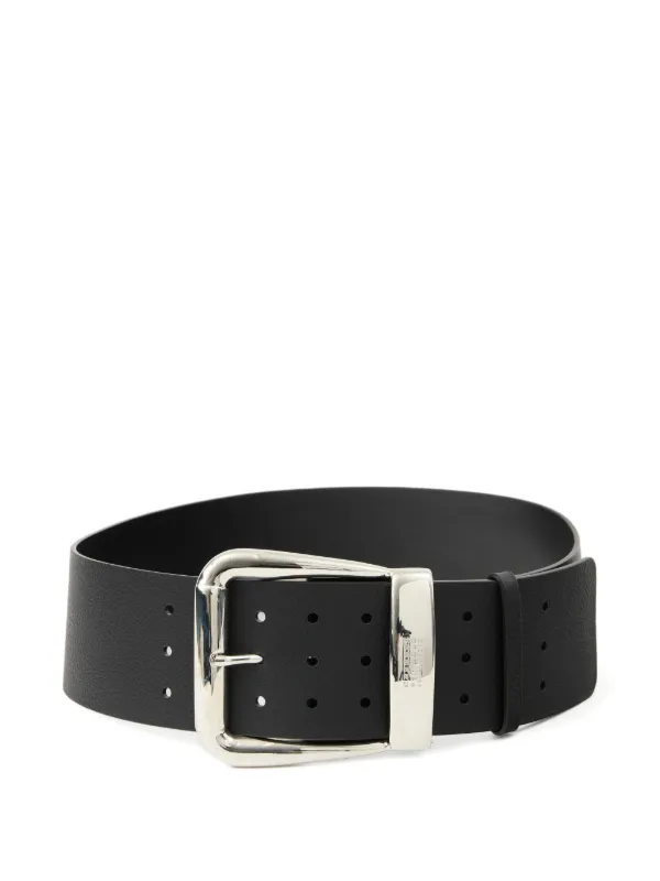MM6 Maison Margiela Logo-engraved Leather Belt in Black
