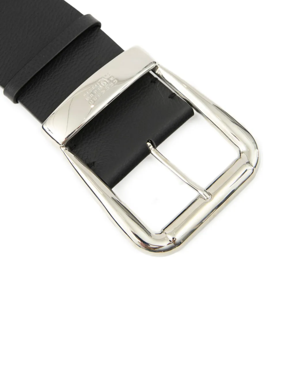 MM6 Maison Margiela Leren riem met gegraveerd logo - Zwart