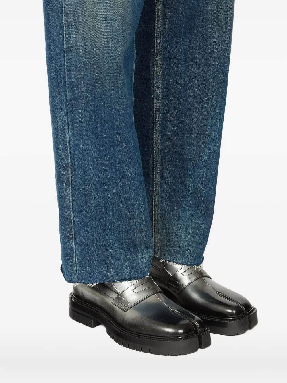 Maison Margiela Tabi leather loafers Silver