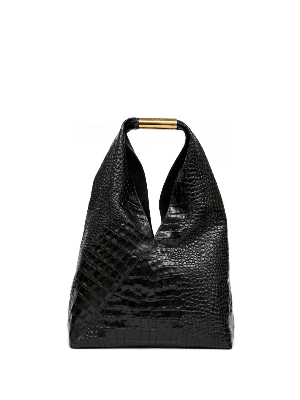Mm6 Maison Margiela New Japanese Bag In Crocodile-embossed Leather In Black
