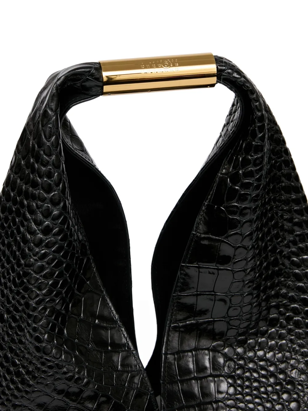 Mm6 Maison Margiela New Japanese Bag In Crocodile-embossed Leather In Black