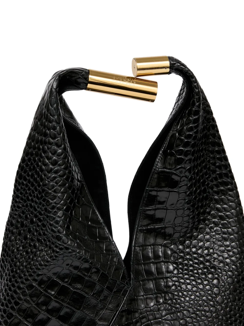 Mm6 Maison Margiela New Japanese Bag In Crocodile-embossed Leather In Black