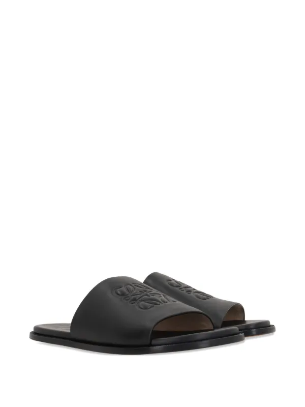 サンダル LOEWE Anagram Flex slide sandals in smooth leather LOEWE Anagram Flex Slides | Black | FARFETCH