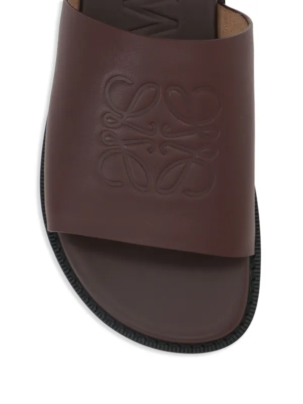 【関税&送料込】Loewe Anagram Flex Slide Sandals In Smooth L LOEWE Anagram Flex Slides | Brown | FARFETCH
