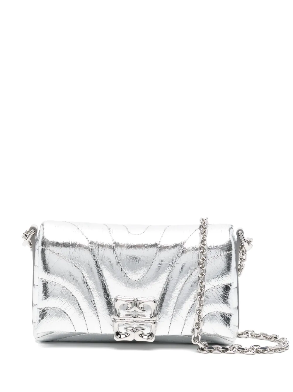 Givenchy Quilted Leather Cross Body Bag In Silver