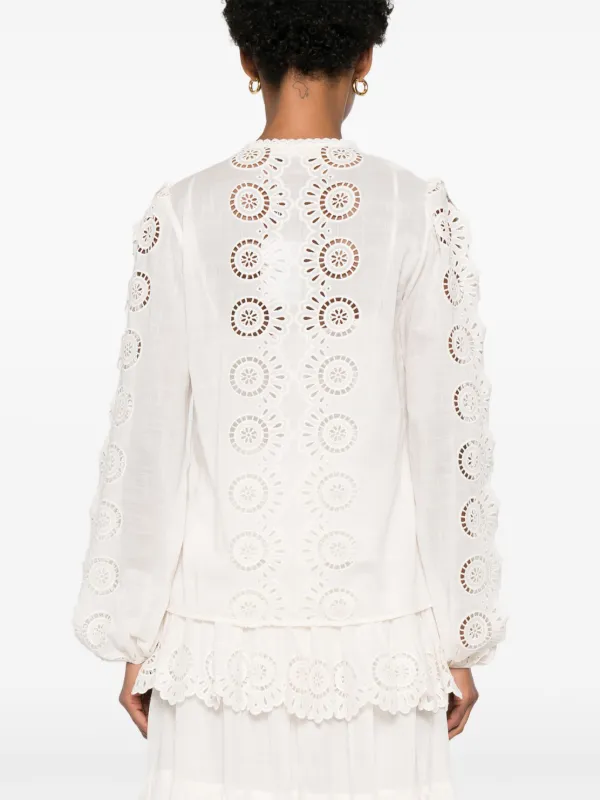 ZIMMERMANN Lucky Embroidered Blouse | Neutrals | FARFETCH