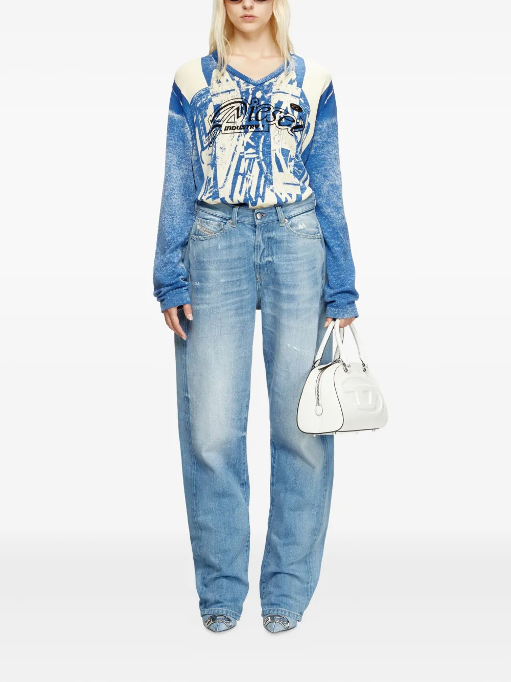 Diesel D-Ellz gerafelde jeans - Blauw
