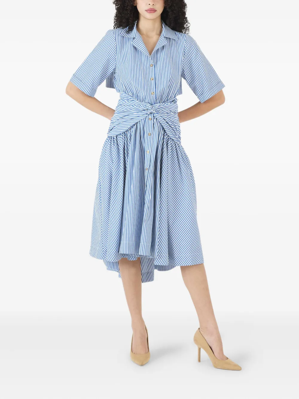 Rosie Assoulin striped midi dress - Blauw