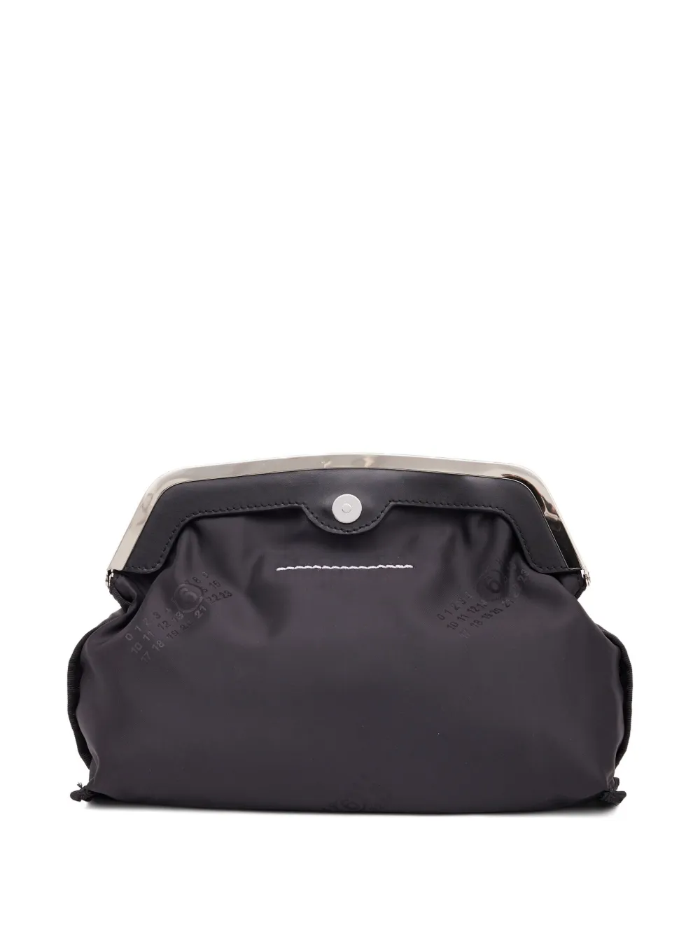 Mm6 Maison Margiela Structured Black Polyester Clutch With Silver-tone Closure In Black