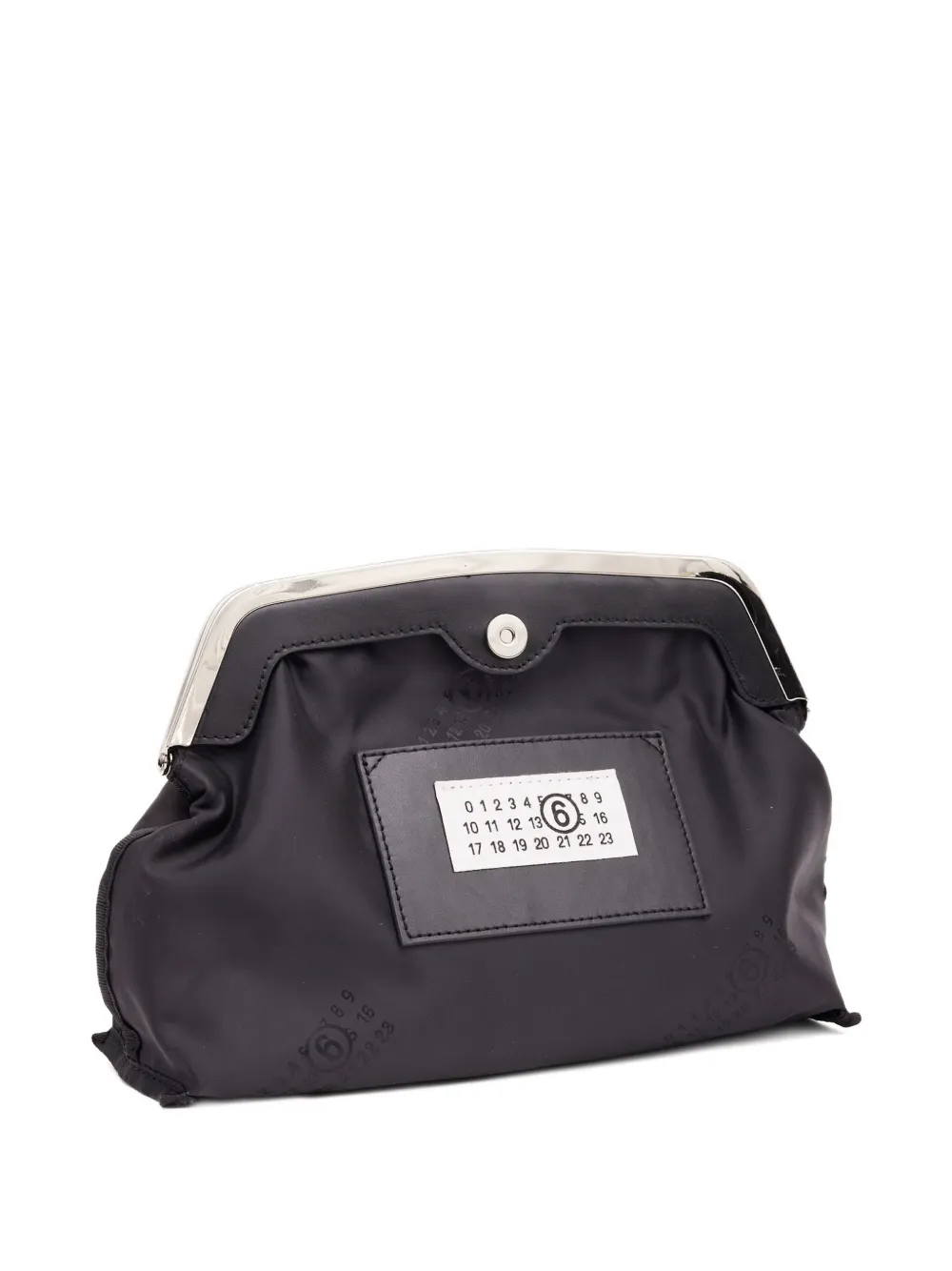 Mm6 Maison Margiela Structured Black Polyester Clutch With Silver-tone Closure In Black