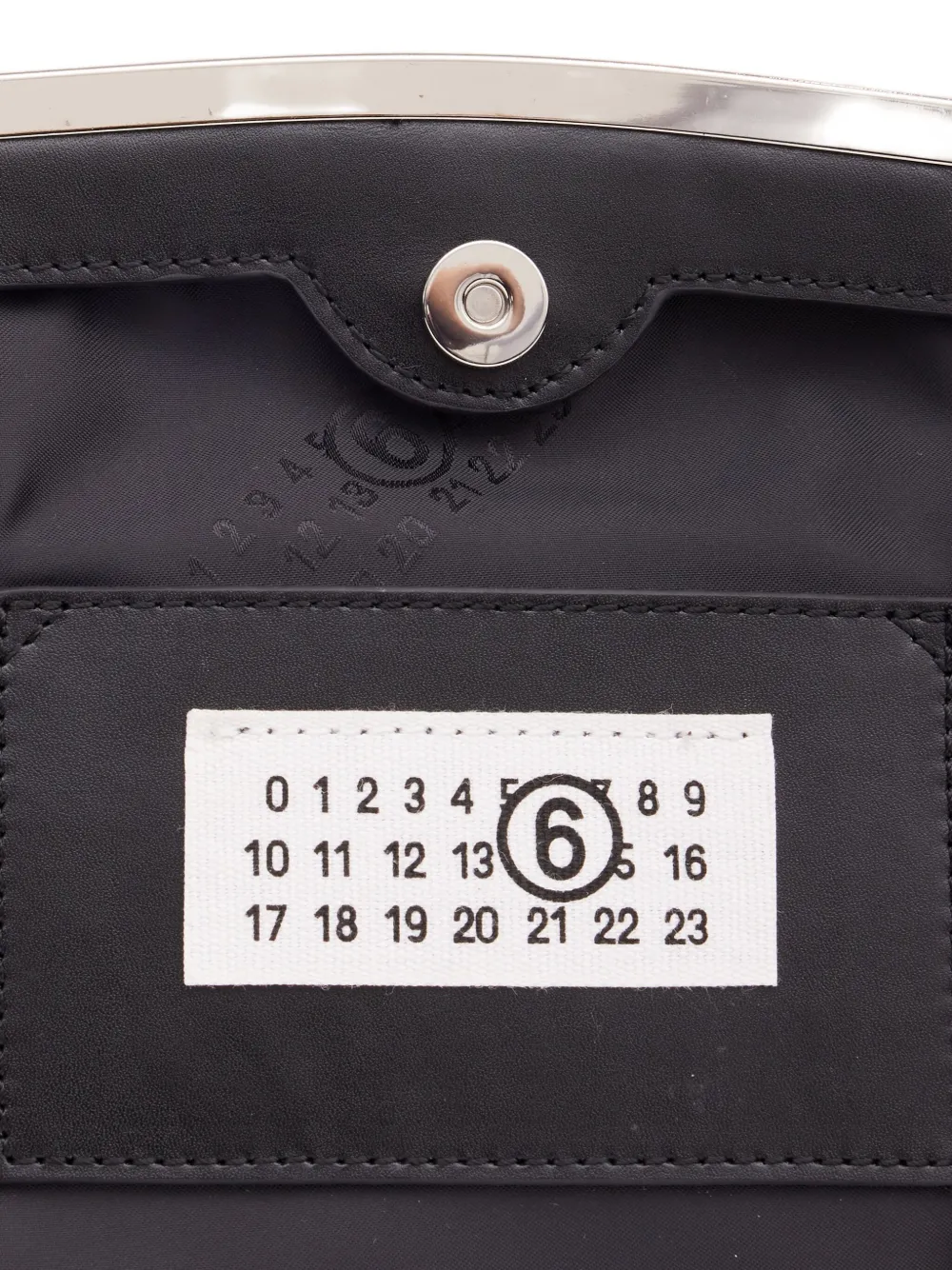 Mm6 Maison Margiela Structured Black Polyester Clutch With Silver-tone Closure In Black