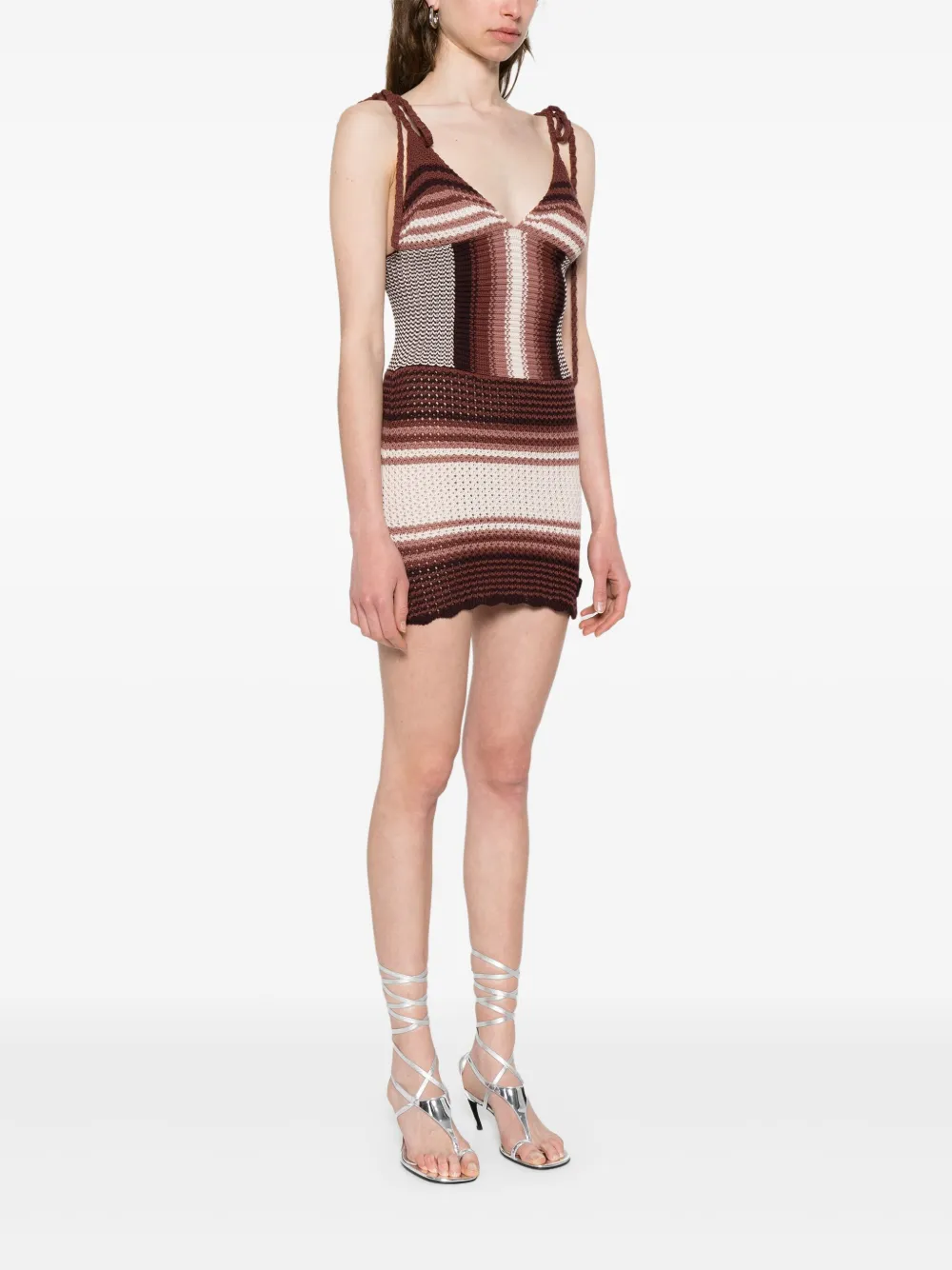 The Attico Gestreepte mini-jurk Bruin