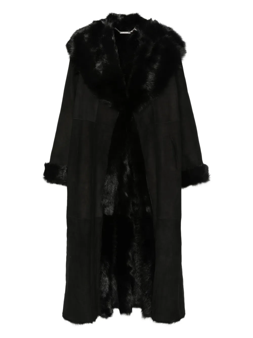Nour Hammour Marlene fur-trimmed suede coat | Black | Image 1