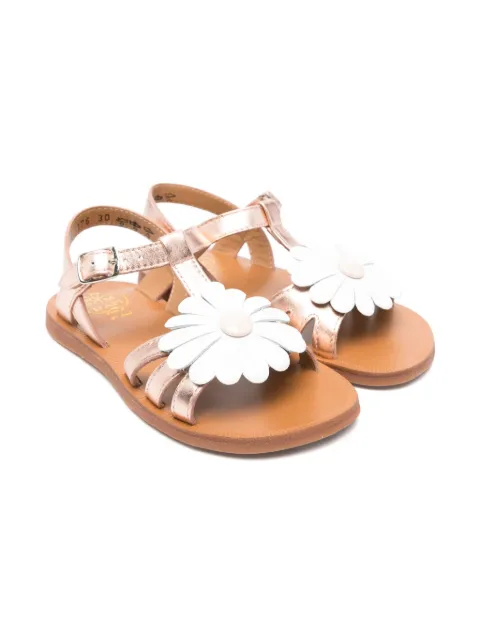 Pom D'api floral-appliqué sandals