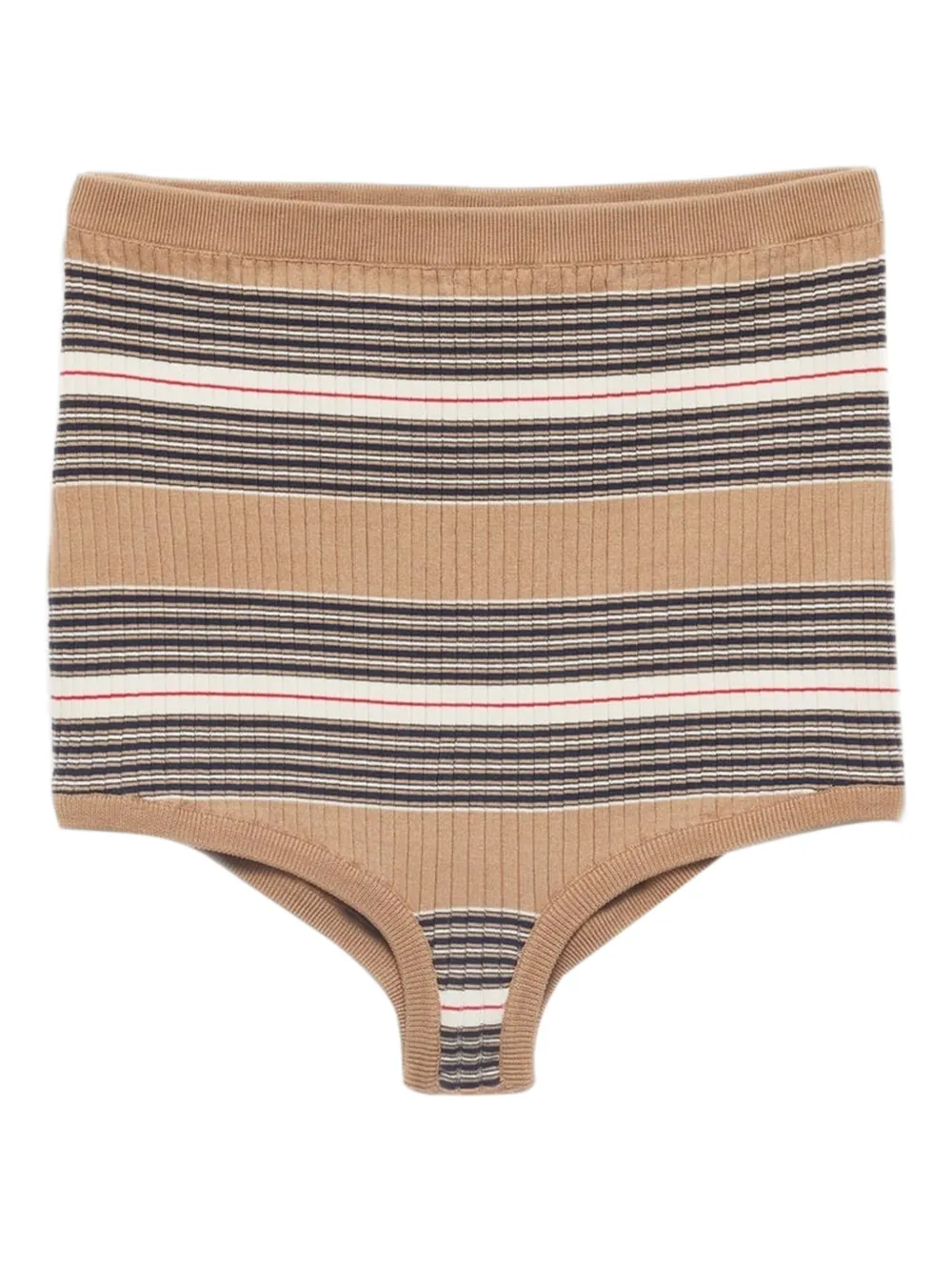 Prada Gestreepte geribbelde mini-shorts Beige