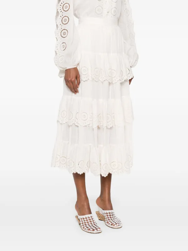 【Zimmermann】LUCKY EMBROIDERED MIDI SKIRT 刺繍 ミディ Lucky Embroidered Midi Skirt Spliced Online | Zimmermann