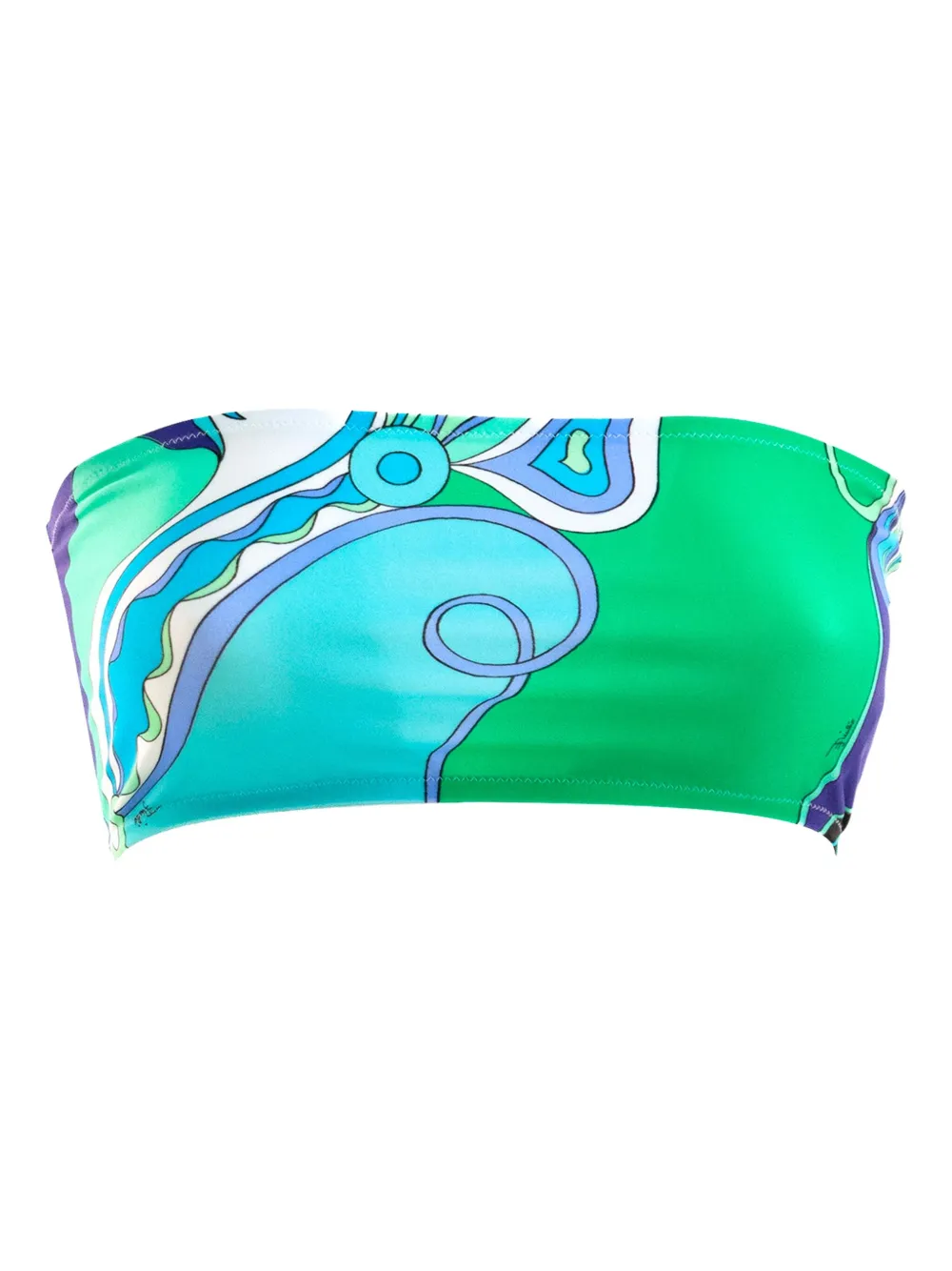 Pucci Abstract Print Bandeau Bikini Top In Blue