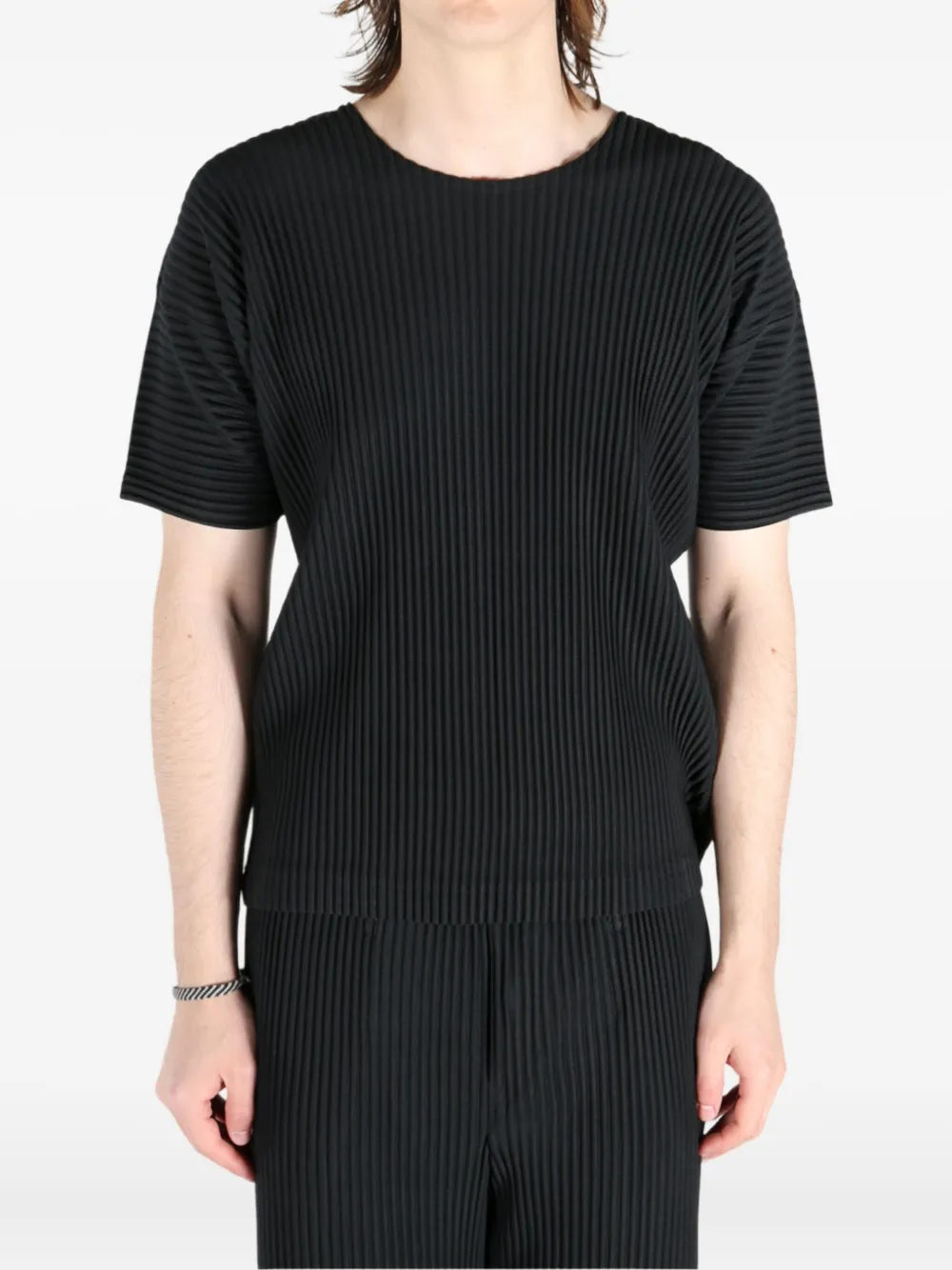 Homme Plissé Issey Miyake plissé-effect T-shirt Zwart