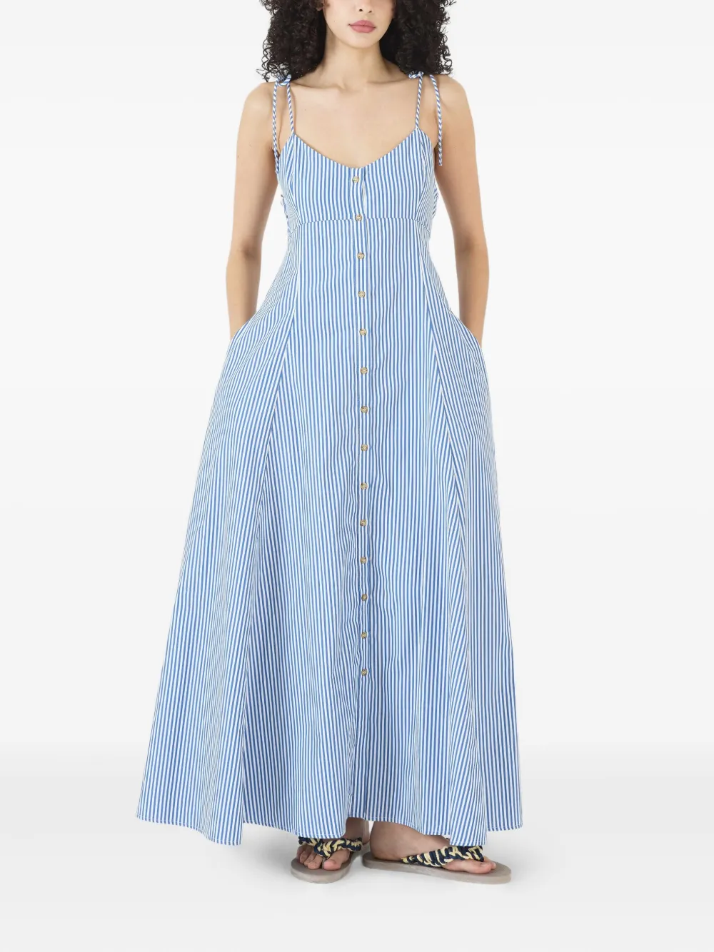 Rosie Assoulin striped midi dress - Blauw