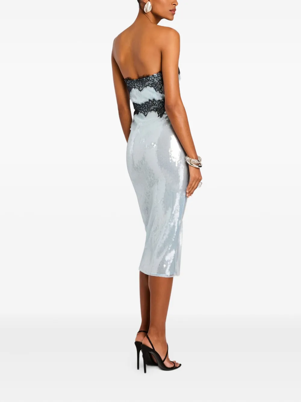 Retroféte Ellen Sequin Lace-insert Dress In Blue