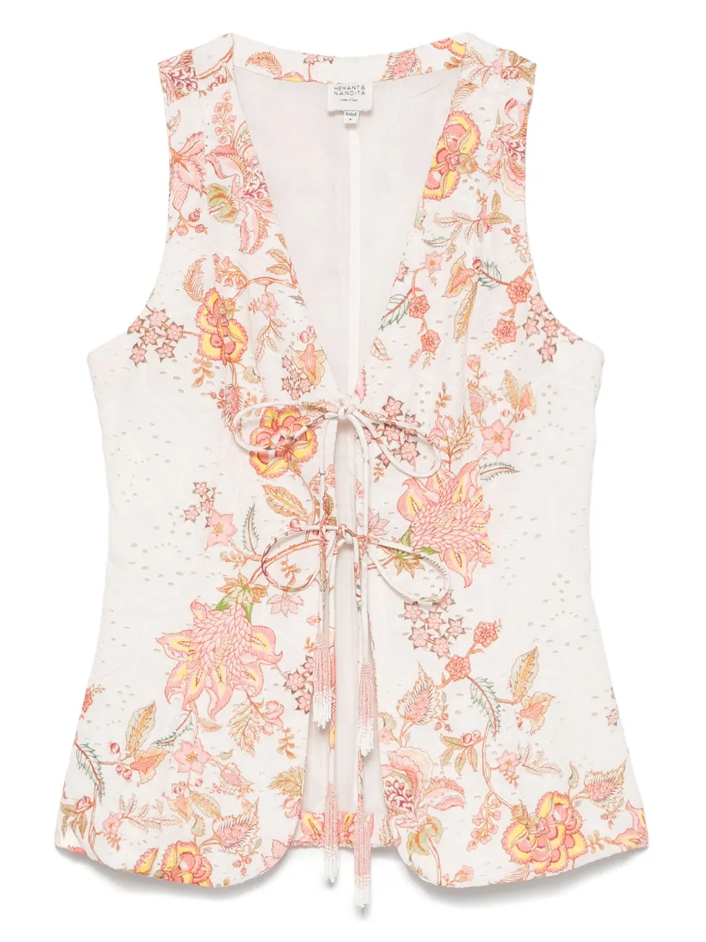 Hemant And Nandita printed waistcoat | White | Image 1