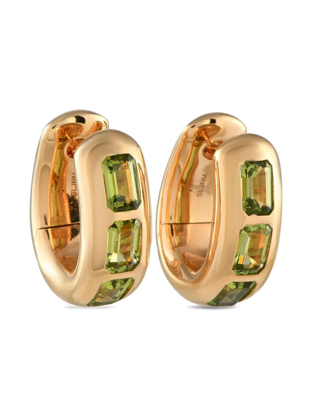 Pre-owned Pomellato 18k Yellow Gold Iconica Peridot Hoop Earrings