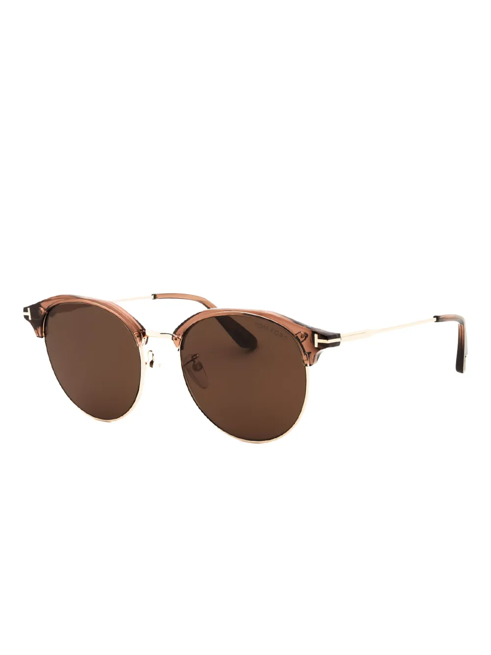 TOM FORD Zonnebril met rond montuur - Bruin