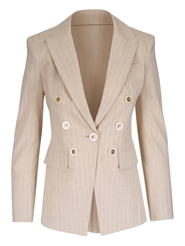 Veronica Beard Pinstripe Double-breasted Blazer in Neutrals
