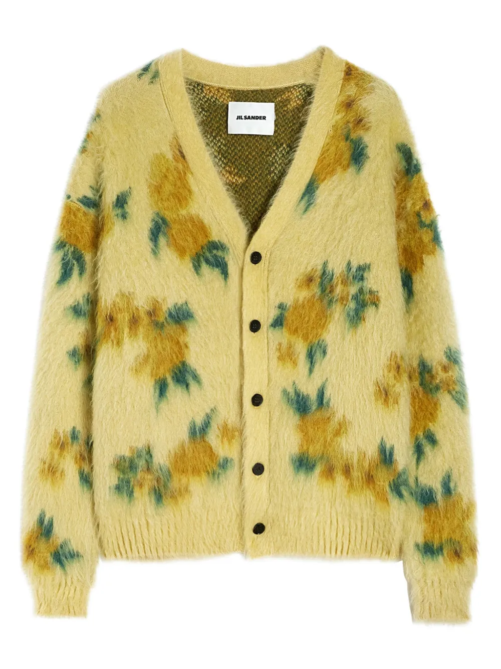 Jil Sander Brushed-effect Cardigan In Yellow