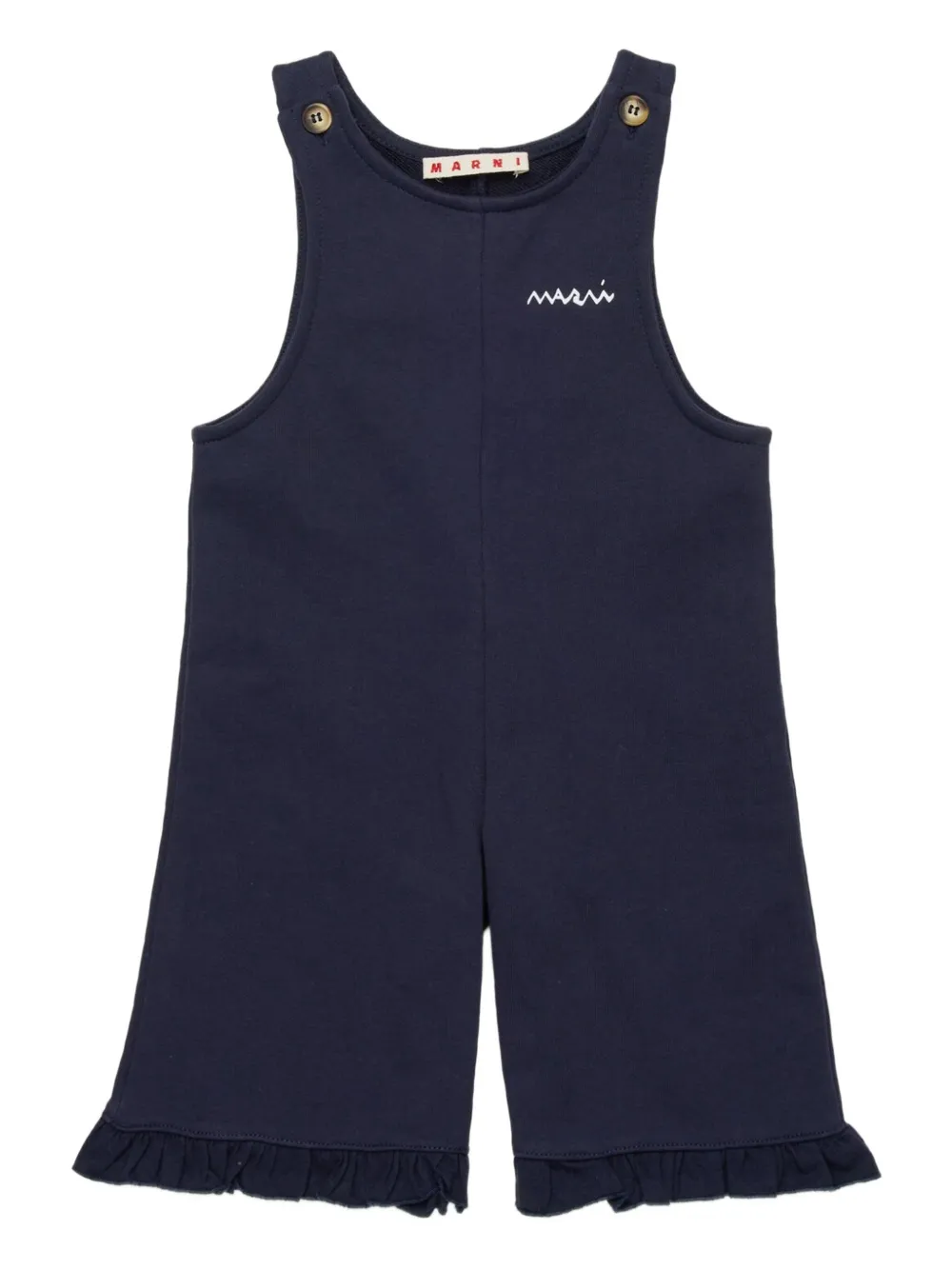 Marni Kids Katoenen romper met logoprint Blauw