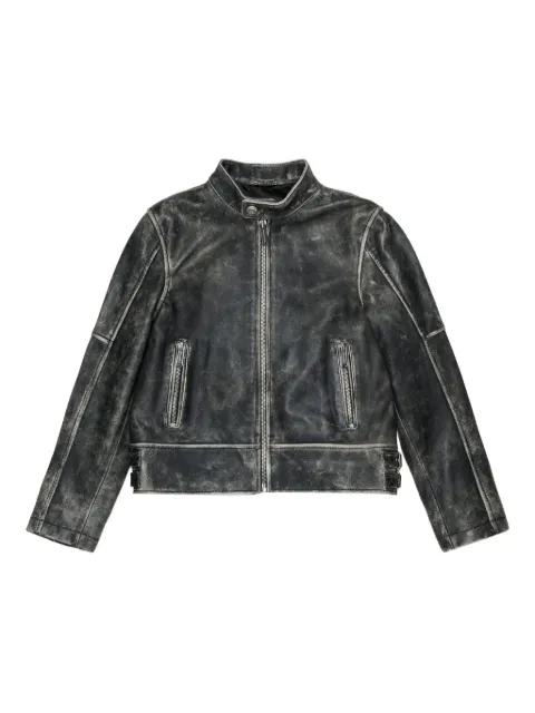 DSQUARED2 KIDS embossed-logo sheepskin jacket