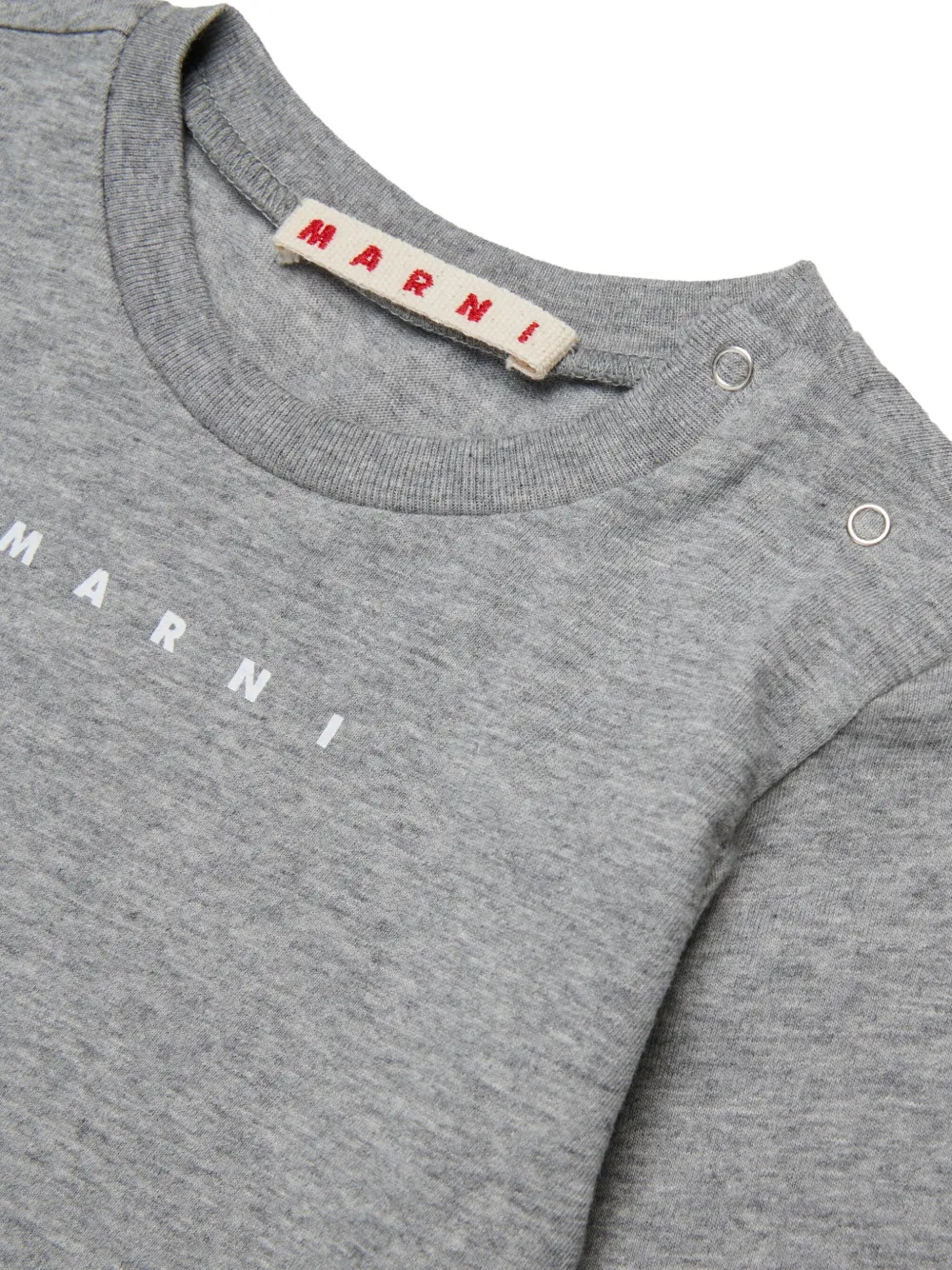 Marni Kids logo-embroidered long-sleeve top Grijs