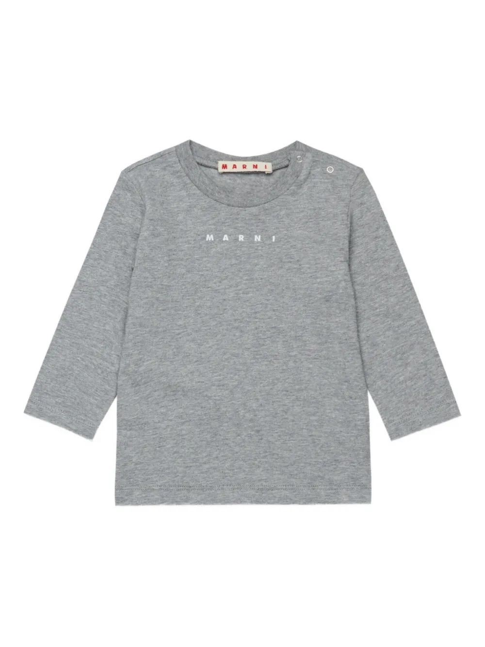 Marni Kids logo-embroidered long-sleeve top Grijs