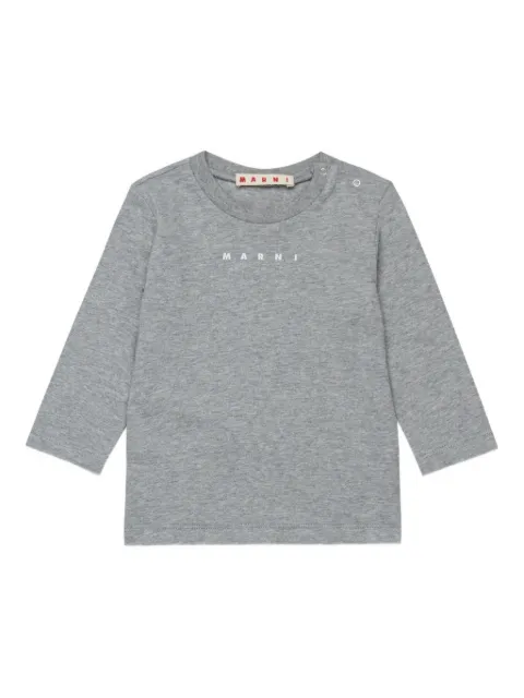 Marni Kids logo-embroidered long-sleeve top
