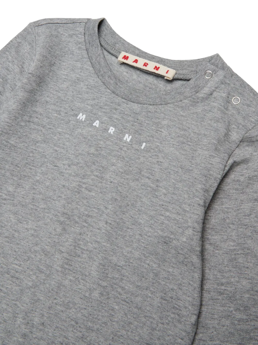 Marni Kids logo-embroidered long-sleeve top Grijs