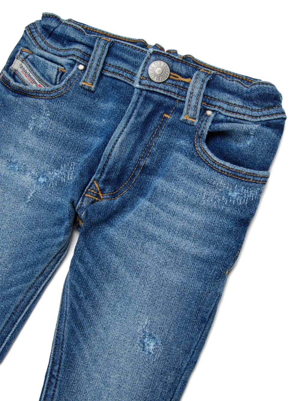 Diesel Kids Jeans met gerafeld effect Blauw