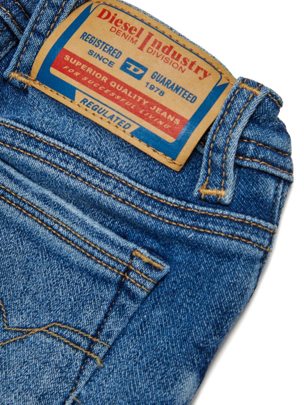 Diesel Kids Jeans met gerafeld effect Blauw